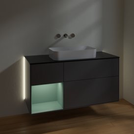 Тумба под раковину Villeroy & Boch Finion 120х50,1 см с подсветкой МДФ антрацит матовый лак/стекло черное матовое G702GMGK
