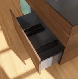 Тумба под раковину Villeroy & Boch Finion 120х50,1 см с подсветкой МДФ шпон грецкого ореха/стекло черное матовое G702GMGN