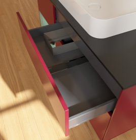 Тумба под раковину Villeroy & Boch Finion 120х50,1 см с подсветкой МДФ пион матовый лак/стекло черное матовое G702GMHB