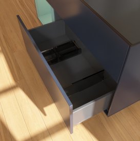 Тумба под раковину Villeroy & Boch Finion 120х50,1 см с подсветкой МДФ темно-синий матовый лак/стекло черное матовое G702GMHG