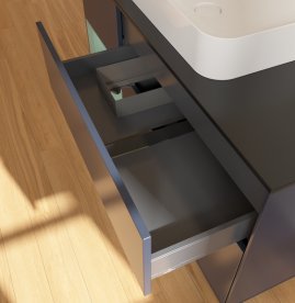 Тумба под раковину Villeroy & Boch Finion 120х50,1 см с подсветкой МДФ темно-синий матовый лак/стекло черное матовое G702GMHG