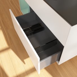 Тумба под раковину Villeroy & Boch Finion 120х50,1 см с подсветкой МДФ белый матовый лак/стекло черное матовое G702GMMT