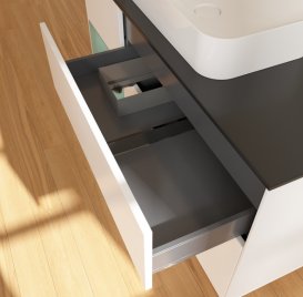 Тумба под раковину Villeroy & Boch Finion 120х50,1 см с подсветкой МДФ белый матовый лак/стекло черное матовое G702GMMT