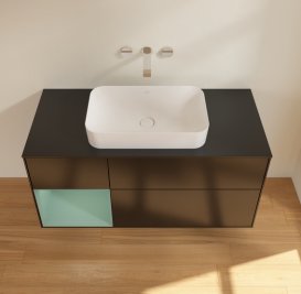 Тумба під раковину Villeroy & Boch Finion 120х50,1 см з підсвічуванням МДФ чорний матовий лак/скло чорне матове G702GMPD