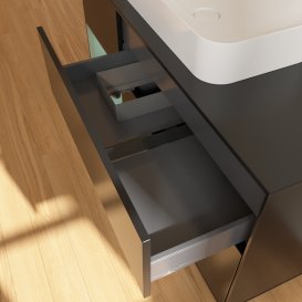 Тумба під раковину Villeroy & Boch Finion 120х50,1 см з підсвічуванням МДФ чорний матовий лак/скло чорне матове G702GMPD