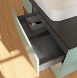 Тумба под раковину Villeroy & Boch Finion 120х50,1 см с подсветкой МДФ оливковый матовый лак/стекло черное матовое G702GNGM