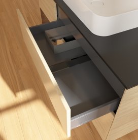 Тумба під раковину Villeroy & Boch Finion 120х50,1 см із підсвічуванням МДФ шпон дуба/скло чорне матове G702GNPC