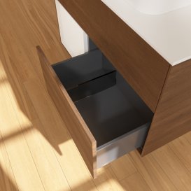 Тумба під раковину Villeroy & Boch Finion 100х50,1 см із підсвічуванням МДФ шпон волоського горіха/скло біле матове G361GFGN