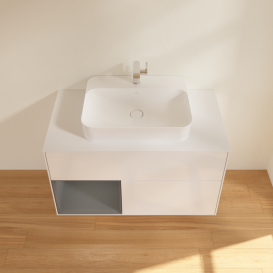 Тумба под раковину Villeroy & Boch Finion 100х50,1 см с подсветкой МДФ глянцевый белый лак/стекло белое матовое G361GKGF