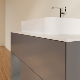 Тумба під раковину Villeroy & Boch Finion 100х50,1 см з підсвічуванням МДФ антрацит матовий лак/скло біле матове G361GKGK