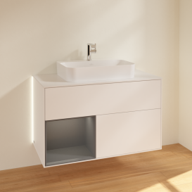 Тумба під раковину Villeroy & Boch Finion 100х50,1 см із підсвічуванням МДФ білий матовий лак/скло біле матове G361GKMT