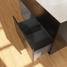 Тумба под раковину Villeroy & Boch Finion 100х50,1 см с подсветкой МДФ черный матовый лак/стекло белое матовое G361GKPD