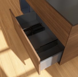 Тумба под раковину Villeroy & Boch Finion 120х50,1 см с подсветкой МДФ шпон грецкого ореха/стекло черное матовое G702HGGN