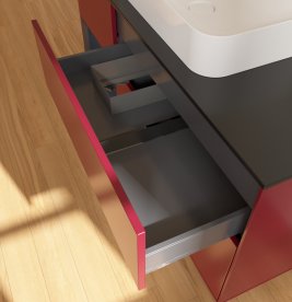 Тумба під раковину Villeroy & Boch Finion 120х50,1 см з підсвічуванням МДФ півонія матовий лак/скло чорне матове G702HGHB