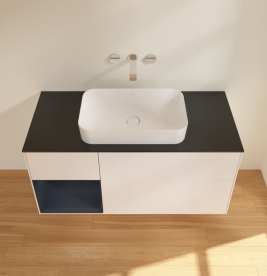 Тумба под раковину Villeroy & Boch Finion 120х50,1 см с подсветкой МДФ белый матовый лак/стекло черное матовое G702HGMT