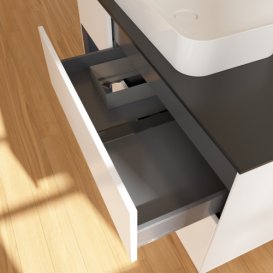 Тумба под раковину Villeroy & Boch Finion 120х50,1 см с подсветкой МДФ белый матовый лак/стекло черное матовое G702HGMT