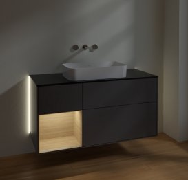 Тумба под раковину Villeroy & Boch Finion 120х50,1 см с подсветкой МДФ антрацит матовый лак/стекло черное матовое G702PCGK