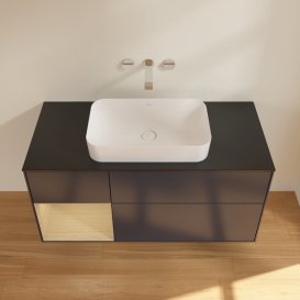 Тумба під раковину Villeroy & Boch Finion 120х50,1 см із підсвічуванням МДФ темно-синій матовий лак/скло чорне матове G702PCHG