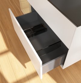 Тумба під раковину Villeroy & Boch Finion 120х50,1 см із підсвічуванням МДФ білий матовий лак/скло чорне матове G702PCMT