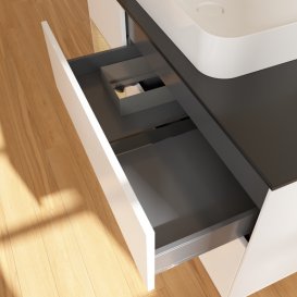 Тумба під раковину Villeroy & Boch Finion 120х50,1 см із підсвічуванням МДФ білий матовий лак/скло чорне матове G702PCMT