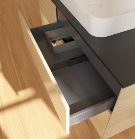 Тумба под раковину Villeroy & Boch Finion 120х50,1 см с подсветкой МДФ шпон дуба/стекло черное матовое G702PCPC