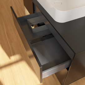 Тумба под раковину Villeroy & Boch Finion 120х50,1 см с подсветкой МДФ черный матовый лак/стекло черное матовое G702PCPD