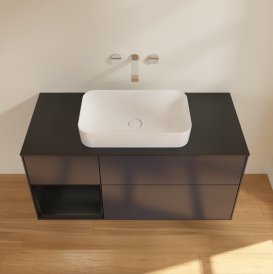 Тумба під раковину Villeroy & Boch Finion 120х50,1 см із підсвічуванням МДФ темно-синій матовий лак/скло чорне матове G702PDHG