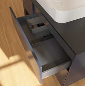 Тумба під раковину Villeroy & Boch Finion 120х50,1 см із підсвічуванням МДФ темно-синій матовий лак/скло чорне матове G702PDHG