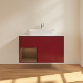 Тумба под раковину Villeroy & Boch Finion 100х50,1 см с подсветкой МДФ пион матовый лак/стекло белое матовое G361GNHB