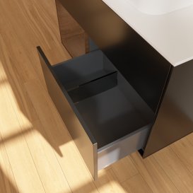 Тумба под раковину Villeroy & Boch Finion 100х50,1 см с подсветкой МДФ черный матовый лак/стекло белое матовое G361GNPD