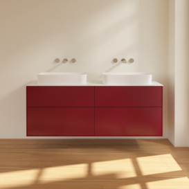 Тумба под раковину Villeroy & Boch Finion 160х50,1 см МДФ пион матовый лак/стекло белое матовое F72100HB