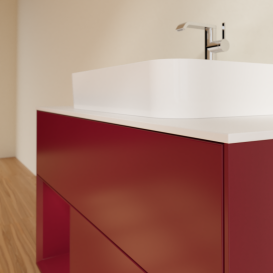 Тумба під раковину Villeroy & Boch Finion 100х50,1 см з підсвічуванням МДФ півонія матовий лак/скло біле матове G361HBHB