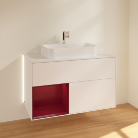 Тумба під раковину Villeroy & Boch Finion 100х50,1 см із підсвічуванням МДФ білий матовий лак/скло біле матове G361HBMT