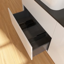 Тумба под раковину Villeroy & Boch Finion 160х50,1 см МДФ глянцевый белый лак/стекло черное матовое F72200GF