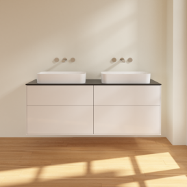 Тумба под раковину Villeroy & Boch Finion 160х50,1 см МДФ глянцевый белый лак/стекло черное матовое F72200GF