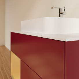 Тумба под раковину Villeroy & Boch Finion 100х50,1 см с подсветкой МДФ пион матовый лак/стекло белое матовое G361HFHB