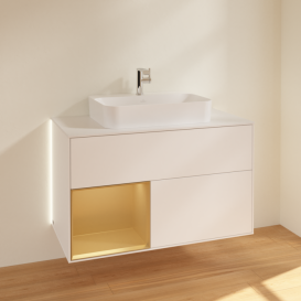 Тумба под раковину Villeroy & Boch Finion 100х50,1 см с подсветкой МДФ белый матовый лак/стекло белое матовое G361HFMT