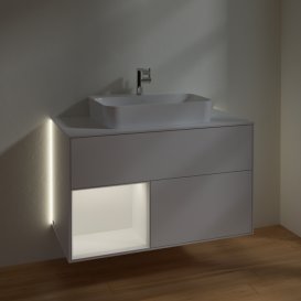 Тумба под раковину Villeroy & Boch Finion 100х50,1 см с подсветкой МДФ глянцевый белый лак/стекло белое матовое G361MTGF