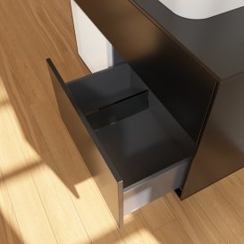 Тумба под раковину Villeroy & Boch Finion 100х50,1 см с подсветкой МДФ черный матовый лак/стекло черное матовое G362GFPD