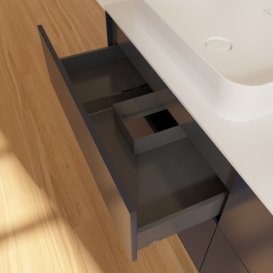 Тумба під раковину Villeroy & Boch Finion 160х50,1 см МДФ темно-синій матовий лак/скло біле матове F72100HG