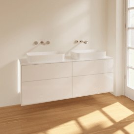 Тумба під раковину Villeroy & Boch Finion 160х50,1 см з підсвіткою МДФ білий глянцевий лак/скло біле матове G72100GF