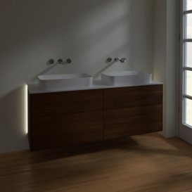 Тумба під раковину Villeroy & Boch Finion 160х50,1 см із підсвічуванням МДФ шпон волоського горіха/скло біле матове G72100GN