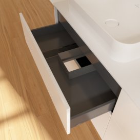 Тумба под раковину Villeroy & Boch Finion 160х50,1 см с подсветкой МДФ белый матовый лак/стекло белое матовое G72100MT