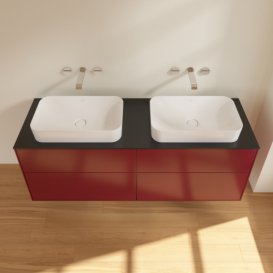 Тумба под раковину Villeroy & Boch Finion 160х50,1 см с подсветкой МДФ пион матовый лак/стекло черное матовое G72200HB