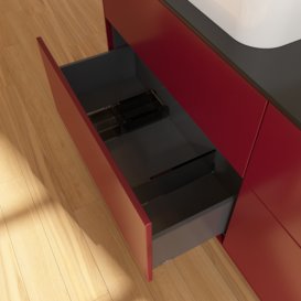 Тумба под раковину Villeroy & Boch Finion 160х50,1 см с подсветкой МДФ пион матовый лак/стекло черное матовое G72200HB