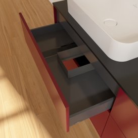 Тумба под раковину Villeroy & Boch Finion 160х50,1 см с подсветкой МДФ пион матовый лак/стекло черное матовое G72200HB