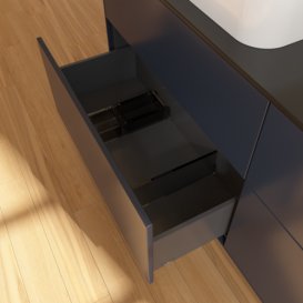 Тумба під раковину Villeroy & Boch Finion 160х50,1 см із підсвічуванням МДФ темно-синій матовий лак/скло чорне матове G72200HG