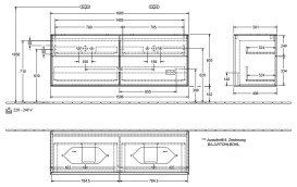 Тумба під раковину Villeroy & Boch Finion 160х50,1 см із підсвічуванням МДФ темно-синій матовий лак/скло чорне матове G72200HG