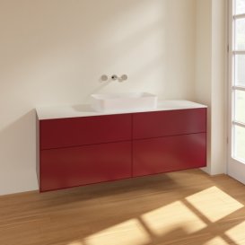 Тумба под раковину Villeroy & Boch Finion 160х50,1 см МДФ пион матовый лак/стекло белое матовое F73100HB