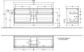 Тумба под раковину Villeroy & Boch Finion 160х50,1 см МДФ шпон грецкого ореха/стекло черное матовое F73200GN